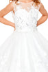 Little Girls Off White 3D Floral Applique Lace Sequin Flower Girl Dress 2-6